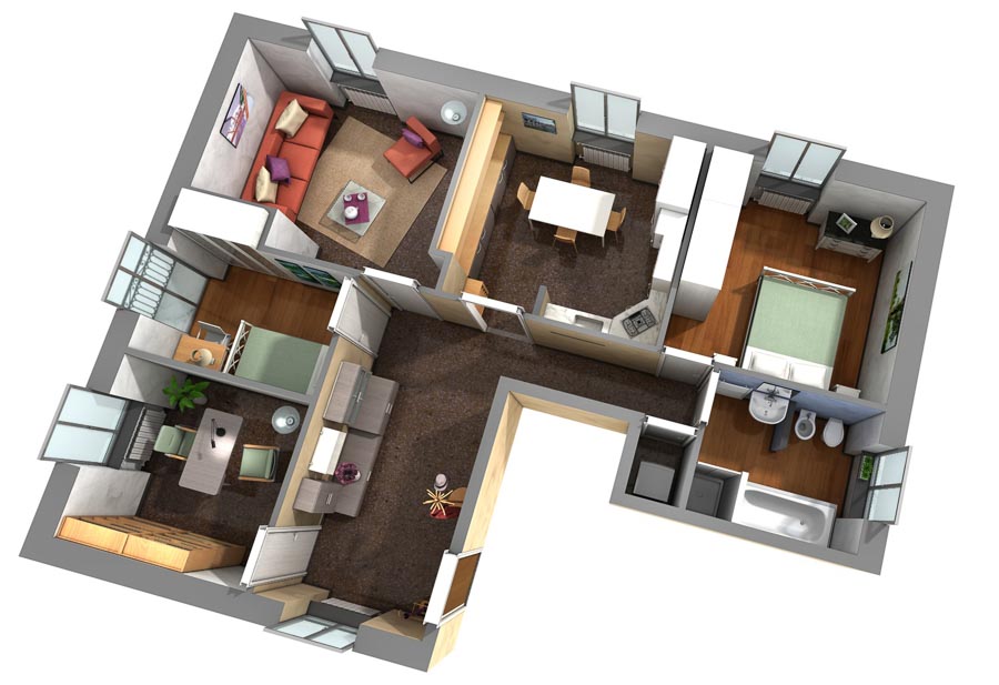 Planimetria 3d di un appartamento